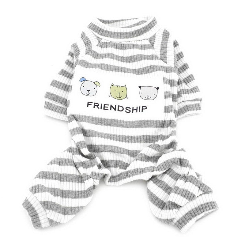 Ranphy Small Dog Stripe Pajamas Winter Comfy Cotton Pet Clothes Puppy Outfit Cat Apparel Doggy Pyjamas PJS Shirt Yorkie Jumpsuit Boys for Summer Autumn Gray Size S S(Back: 20cm; Chest: 32cm) Style3 - PawsPlanet Australia