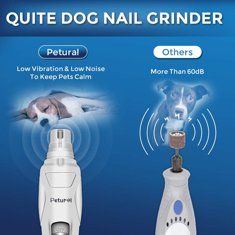 [Australia] - Dog Nail Grinder Upgraded 2 Speed Pet Nail Trimmer Gentle Painless Electric Paws Grooming Trimming Small Medium Large Dogs Cats Portable Rechargeable by Petural 