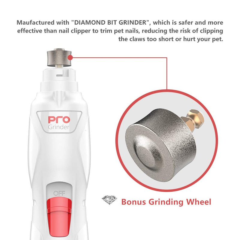 [Australia] - INVENHO Pet Nail Grinder Electric Paw Trimmer Clipper Small Medium Large Dogs Cats Portable & Rechargeable Gentle Painless Paws Grooming Trimming Shaping Smoothing (Red) 