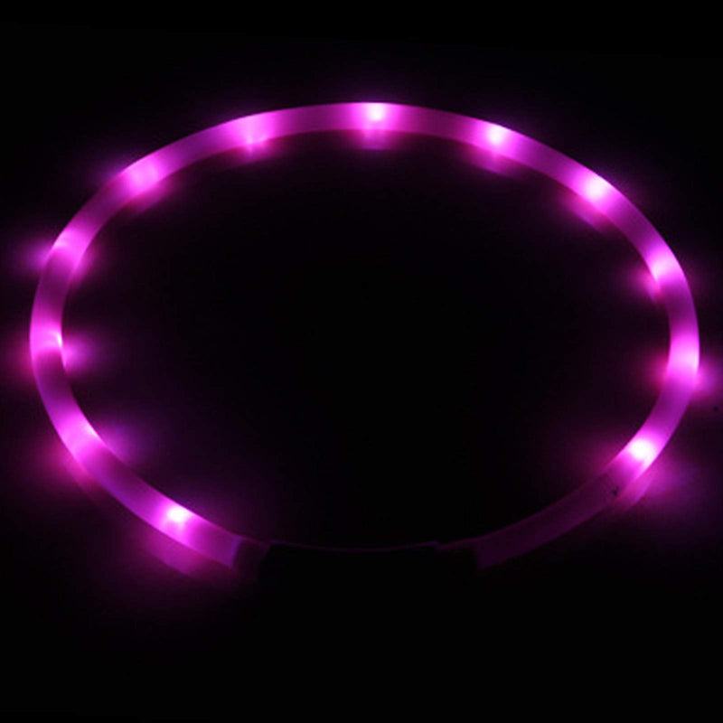 LED Dog Collar, Light up Dog Collar, USB Rechargeable Light Up Pet Safety Collar with 3 Glowing Modes and Adjustable Size Fit for All Dogs, Cats and Pets 3 Modes 12 Lights for Night Safety(Pink) Pink - PawsPlanet Australia