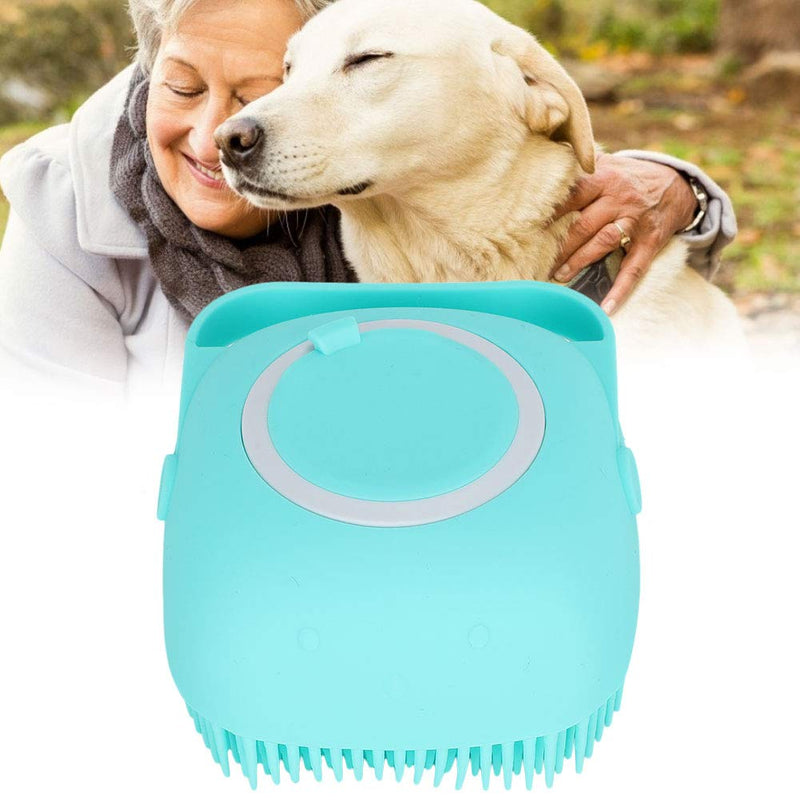 1pc Pet Grooming Brush Soft Dog Cat Massage Brush with Shampoo Container Dog Cat Shower Grooming Brush for Dogs and Cats with Short or Long Hair (Blue) - PawsPlanet Australia