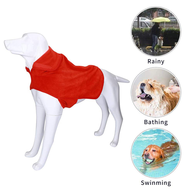 TUYU Dog Bathrobe Towel Microfiber Pet Drying Moisture Absorbing Towels Coat, Dog Drying Coat Keeps Your Dogs, Cats,Home and Car Clean & Dry Super Absorbent (L, RED) L - PawsPlanet Australia