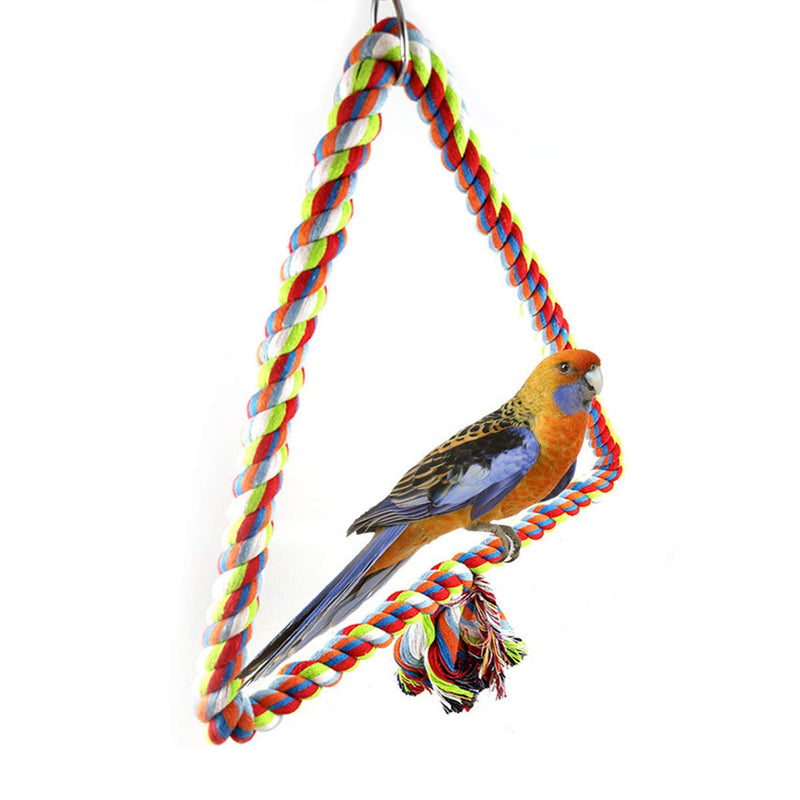 Wontee Bird Triangle Rope Swing Colorful Perch Chewing Toy for Parrots Budgie Parakeet Cockatiel Cockatoo S - PawsPlanet Australia