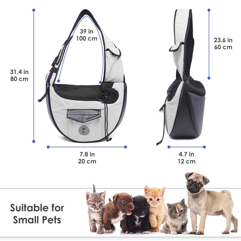 HomeChi Pet Sling, Small Pets Puppy Dog Cat Sling Carrier Bag Hands-Free with Adjustable Padded Strap Front Pouch Single Shoulder Bag Carrying Tote for Outdoor Walking Hiking Grey - PawsPlanet Australia