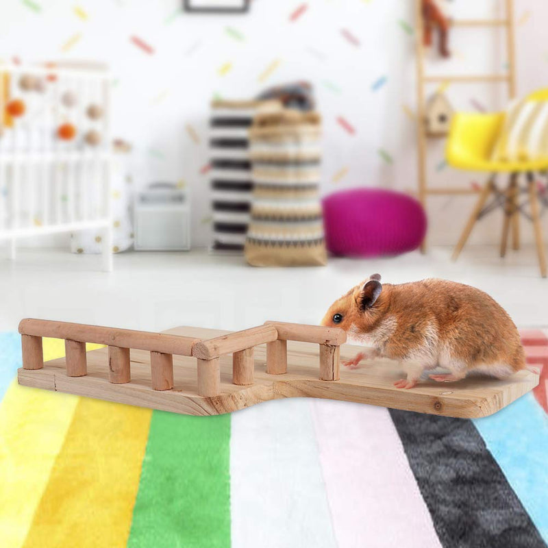 Felenny Pet Perch Platform Stand Wood Rest Platform with Railing Small Pet Toys Cage Accessories Exercise Toys Sector for Hamster Small Animals Climbing - PawsPlanet Australia