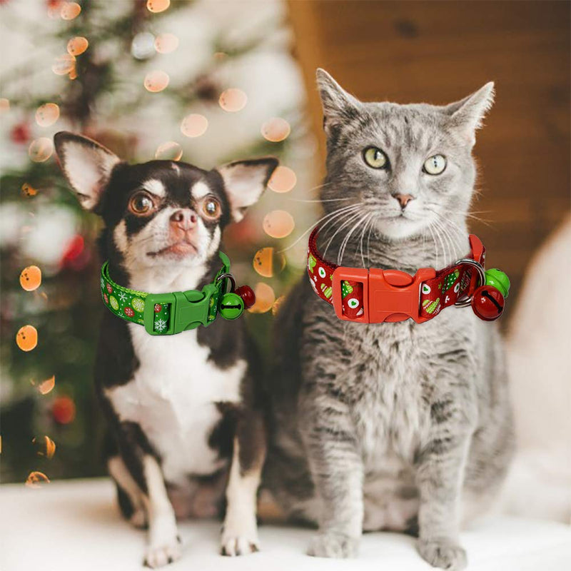 yizeda Christmas Cat Collar with Bells, 2020 Red and Green Bell Collar Christmas Cat Collar Dog Collar. (2 Packs - PawsPlanet Australia