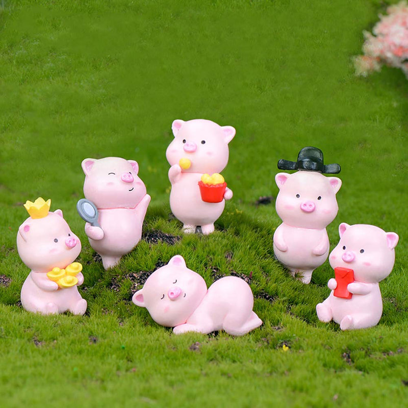 12 Pcs Pink Pig Figure Animal Toys Set Cake Topper, Micro Landscape Decor Fairy Garden Miniature Piggy Figurines Collection Playset for Christmas Birthday Gift Desk Decorations - PawsPlanet Australia