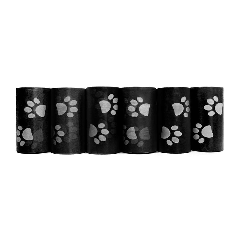 Downtown Pet Supply - Large Dog Poop Bags with Dog Leash Clip and Poop Bag Dispenser - Cat Litter & Dog Poop Scoop Bags - Unscented, Leak-Proof Bags 180 Bags Black with Paw Prints - PawsPlanet Australia