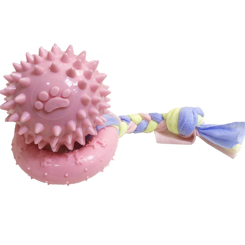 SSSFENG Puppy Teething Toys Dog Chew Toys Set with Cotton Rope for Puppies and Small Dogs Durable Rubber Interactive Dog Toy Tough Chewing Toy Pink - PawsPlanet Australia