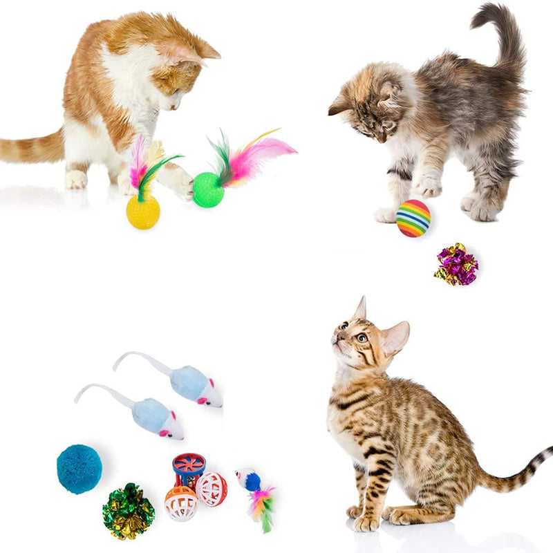 SUOXU Cat Toy Set, 22 Pieces Interactive Cat Toys - with Cat Tunnel Cat Toy Mice Toy Variety Pack for Indoor Kitty (Style 1) Style 1 - PawsPlanet Australia