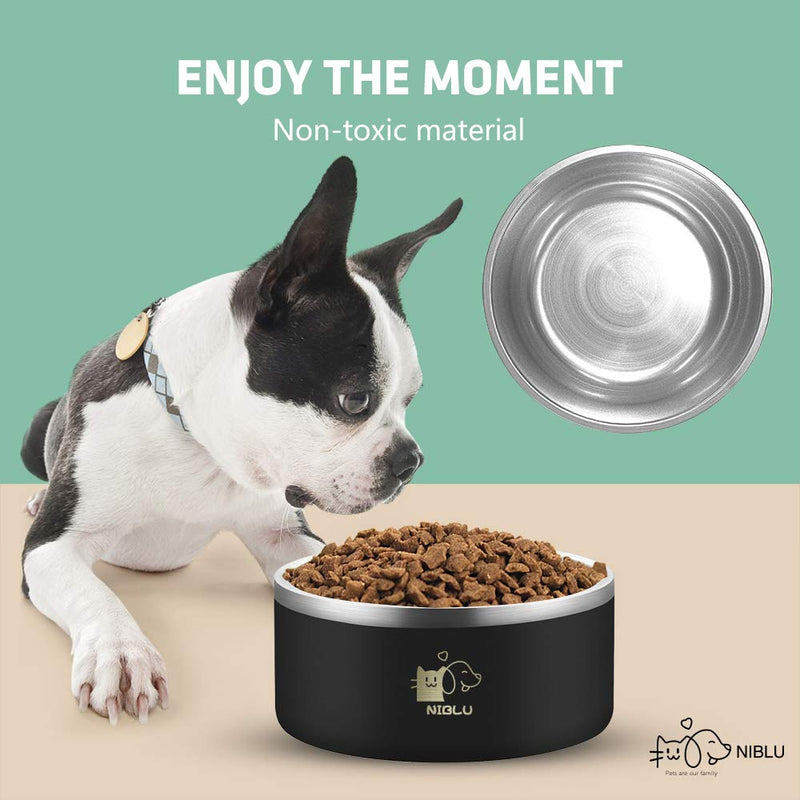 Non-Slip Dog Bowl,304 Stainless Steel Dog Bowl Food Water Dish for Dogs and Cats,Pet Bowl for Food & Water,Dog Water Bowl Dog Food Bowls Holds 32 Ounces (Black) Black - PawsPlanet Australia