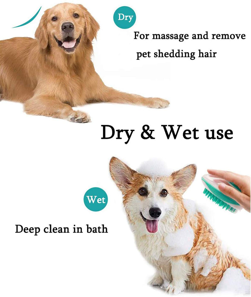 [Australia] - Oupada 2 in 1 Pet Brush Bath Massage Brush,Shampoo Dispenser for Pet Grooming,Deshedding Soft Silicone Bristles Perfect for Washing,Massaging Hair,Remove Loose Fur 