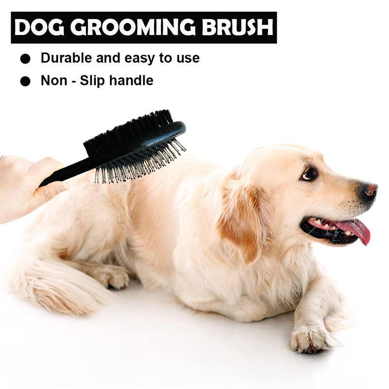 IB KOOT Wooden Dog Brushes for Grooming Double Sided Pet Hair Grooming Brush Professional Dog and Cat Brush for Shedding Ideal for Small and Long Haired Dogs (Black) Black - PawsPlanet Australia