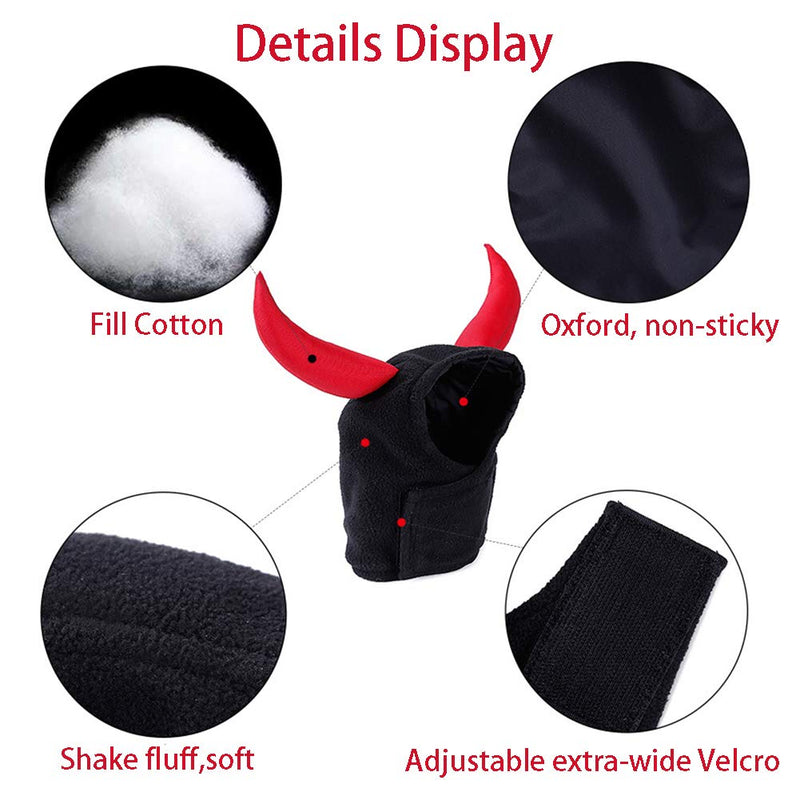 NACOCO Bull-Devil Pet's Headgear Cosplay Bandana for Cat/Teddy/Puppy, Croissant for Holiday/Halloween/Christmas/Daily Wear, Red Ox Horn Design Black - PawsPlanet Australia