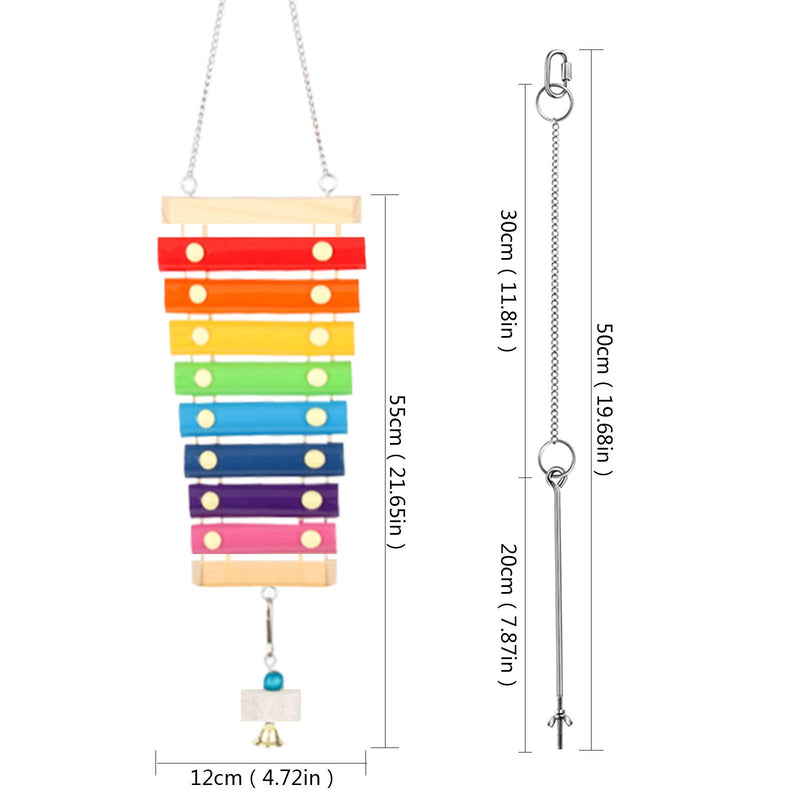 Chicken Toy,Chicken Xylophone Toy and Parrot Skewer Hen Musical Toy Hanging Chicken Pecking Toys Parrot Skewer Bird Food Holder Chicken Coop Pecking Toy with 8 Metal Keys and Grinding Stone for Chick - PawsPlanet Australia