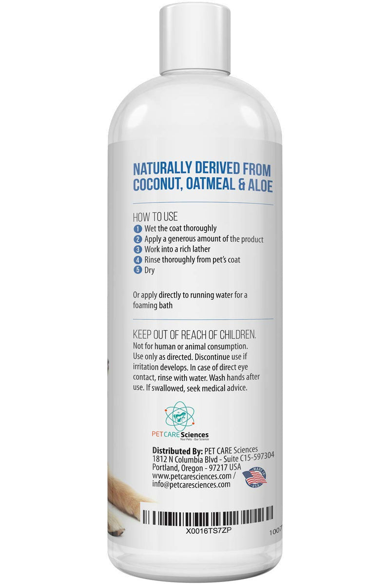 [Australia] - PET CARE Sciences Dog Shampoo, Naturally Derived Dog and Puppy Shampoo and Conditioner, 5 in 1 Formula with Coconut, Aloe and Oatmeal, Tear Free Dog Shampoo for Sensitive Skin, Made in The USA 16 Fl Oz 