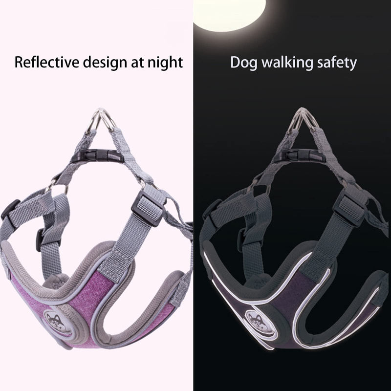 SKXEO Dog Harness Small Dog No Pull Dog Harness and Lead Set Adjustable Breathable Reflective Lightweight Pet Vest Harness Escape Proof Dog Harness Easy Control for Outdoor Walking Training XS (Pack of 1) Knight gray - PawsPlanet Australia