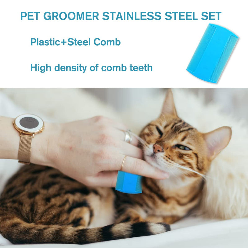 6 Pieces Flea Tear Stain Remover Comb Pet Dogs Cats Grooming Tool Stainless Steel Safe Metal Tooth Removal Combs Clean Lice/Tangles/Knots/Scrust/Dirt - PawsPlanet Australia