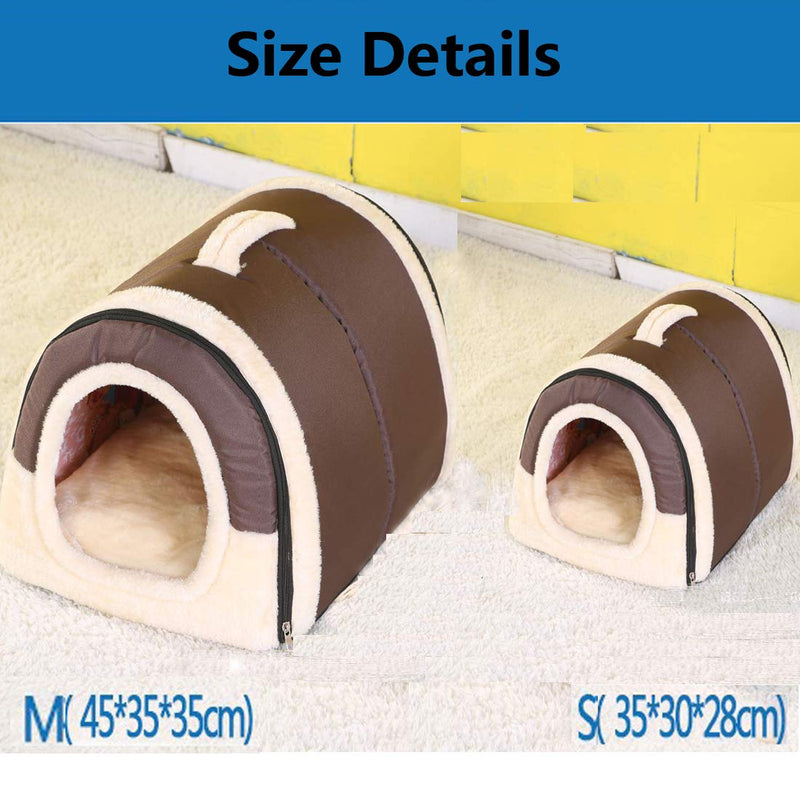 [Australia] - Haresle Portable Small Pet House Soft Bed Cat House Washable with Removable Cushion 2 Sizes Medium Brown 