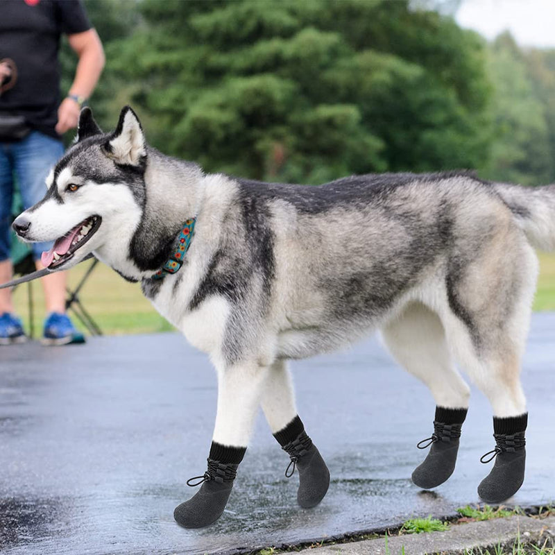 KOOLTAIL Anti-Slip Dog Boots 4 Packs - Adjustable Dog Socks with Shoelace, Waterproof Dog Sock Shoe for All Seasons, Super Durable Pet Paw Protector for Indoor and Outdoor, Medium and Large Dogs - PawsPlanet Australia