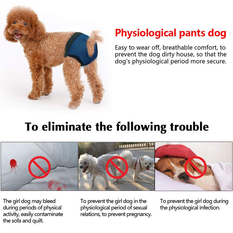 LeerKing 2- Pack Dog Sanitary Nappies Period Underpants Washable Adjustable Sanitary Nappers Breathable Mesh Female Dog Hygiene Pants for Small Medium Dog, M M(Waist Adjustable 14.2-19.3 inch) Blue - PawsPlanet Australia