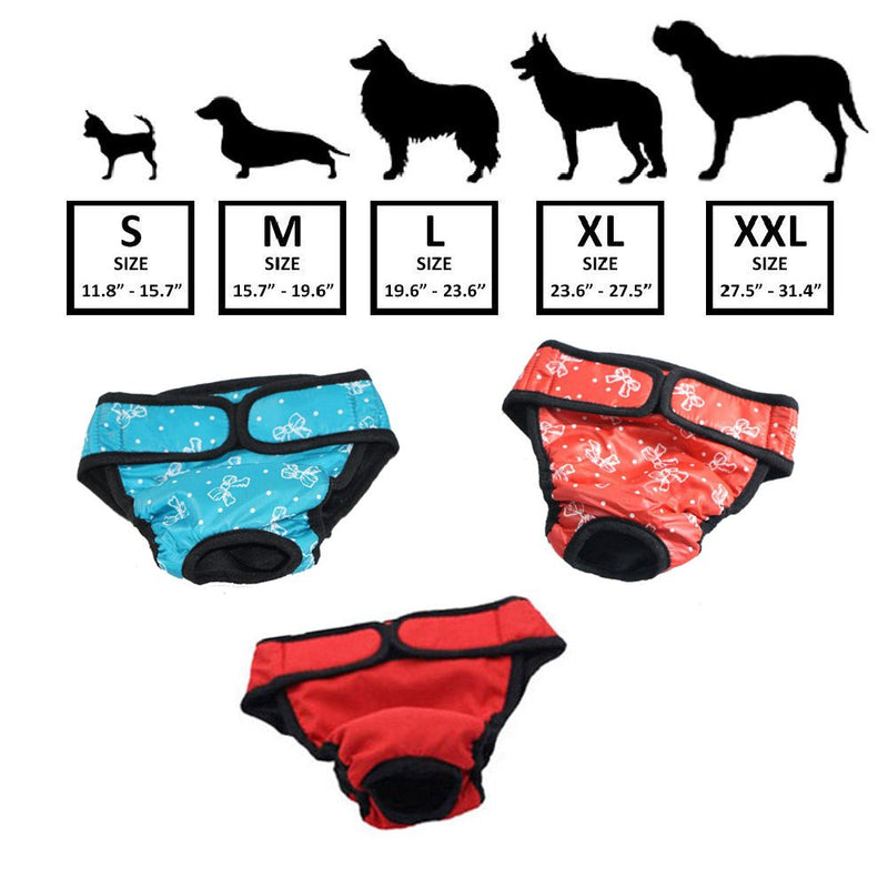 [Australia] - Comidox Premium Dog Diapers Female with Velcro Washable Reusable Sanitary Panties for Small to Large Dogs XL 3pcs Festive red Bowknot-Blue Bowknot-Red 