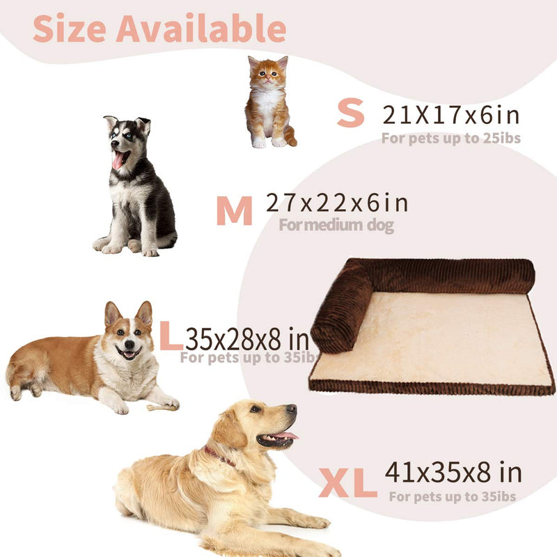 XSlive Medium Memory Foam Dog Bed - Luxury Rectangle Pet Bed for Anti Anxiety Calmingwith Removable Washable Cover & Waterproof Liner - Durable Pad Mat for Pets up to 30 lbs(26 x 20 Inch,Coffee) 26 Inch by 20 Inch Coffee - PawsPlanet Australia