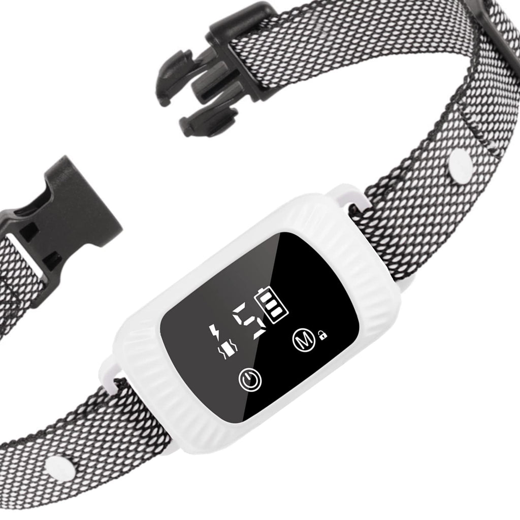 Dog Bark Collar,Anti Barking Collar with 5 Adjustable Sensitivity and Intensity Beep Vibration and Optional Shock Function,Rechargeable Smart Bark Collar for Small,Medium & Large Dogs White - PawsPlanet Australia