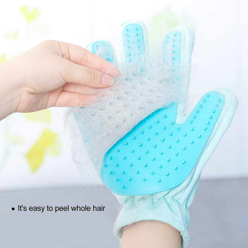 [Australia] - XLSFPY Pet Hair Remover Glove, Pet Grooming Glove, Gentle Deshedding Brush Glove, Mitt Pet Massage Glove with Soft Suede for Cat, Dog Bathing, Massage, Five Finger Design, Blue, Pink 