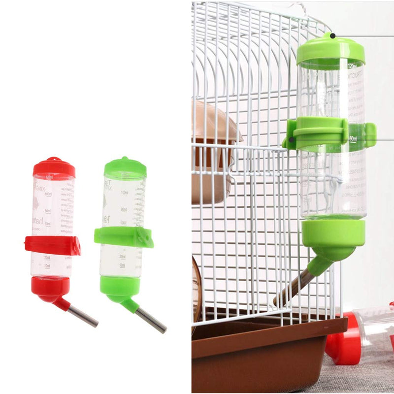 ZXAZX 125ML No Drip Drinking Water Bottle Pet Water Feeder with Attachment suit for Pet Small Animal Rabbits Hamster (green) green - PawsPlanet Australia