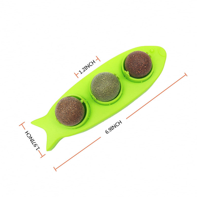 3 Pcs Catnip Balls Toys, Detachable Rotate Silvervine Balls, Indoor Kitten Healthy Lick Edible Wall Toy，for Cleaning Chews and Cleaning Teeth，Cat Wall Treats - PawsPlanet Australia