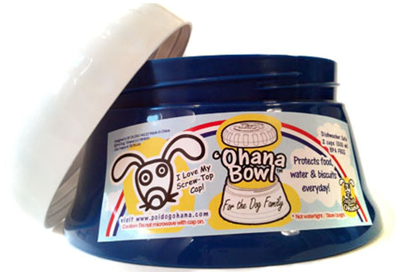 [Australia] - Travel Dog Bowl with a Screw Top Lid - 'Ohana Bowl - Holds 2 Cups of Food Blue 