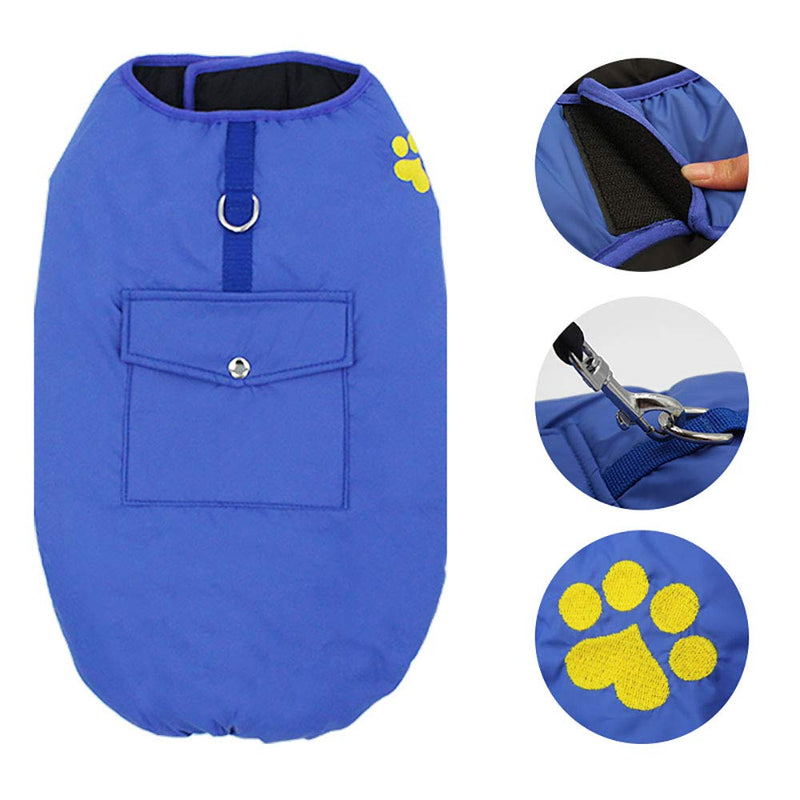 [Australia] - Goocky Dog Winter Autumn Coat, Windproof Waterproof Pet Warm Cotton Jacket Soft Fleece Vest Clothes for Cold Weather for Small Medium Large Dog, Puppy,Cat Blue 