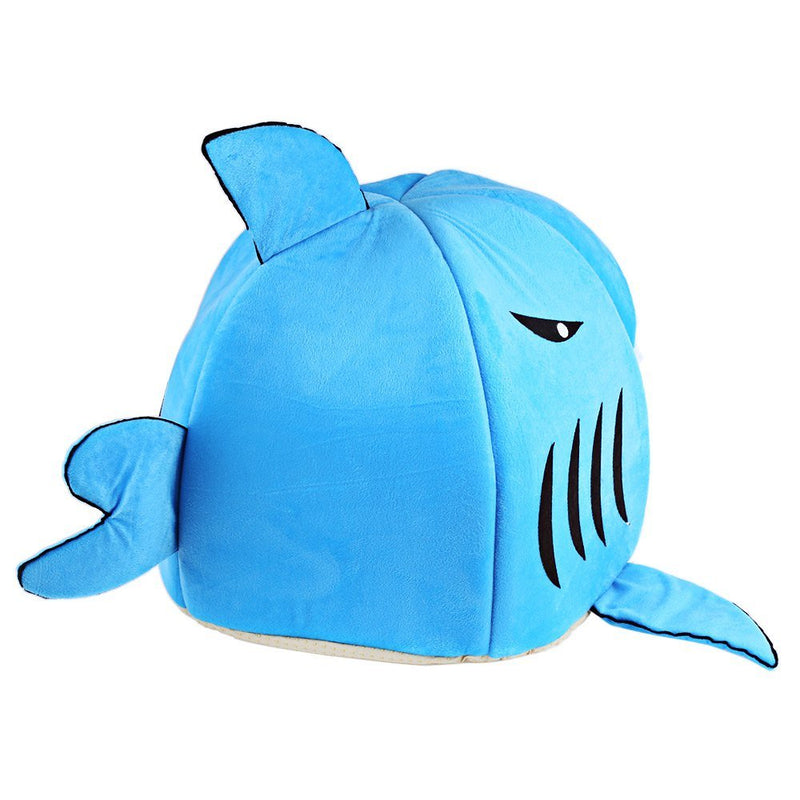 [Australia] - COCOPET Shark Bed for Small Cat Dog Cave Cozy Bed Removable Cushion,Waterproof Bottom Medium Blue 