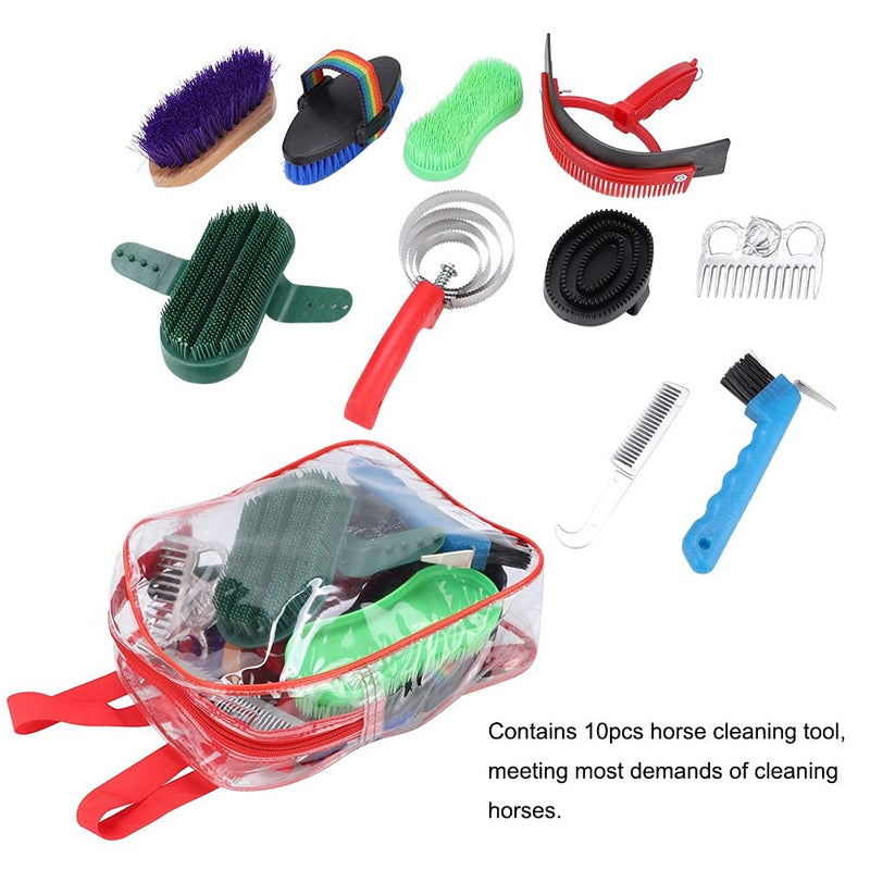 DAUERHAFT Ten-piece Set of Horse Cleaning Supplies Bucket Horse Cleaning Equestrian Brush - PawsPlanet Australia