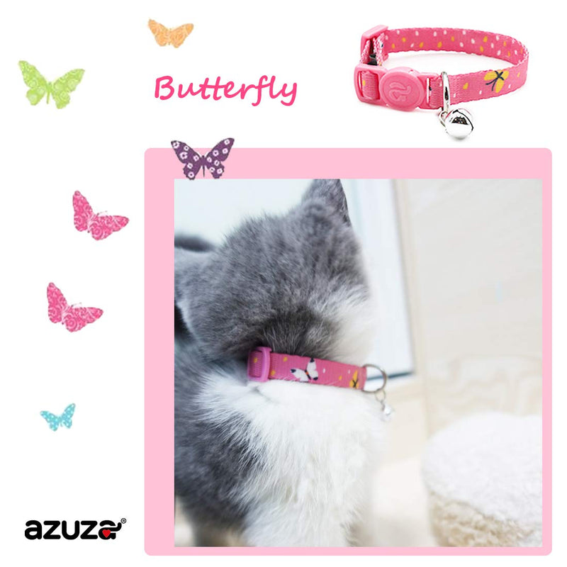 azuza 4 Pack Plaid Pattern Cat Collar Breakaway with Bell and Cat Collar Adjustable Cat and Kitten Collars Kitten(Neck:6"-8") Floral - PawsPlanet Australia