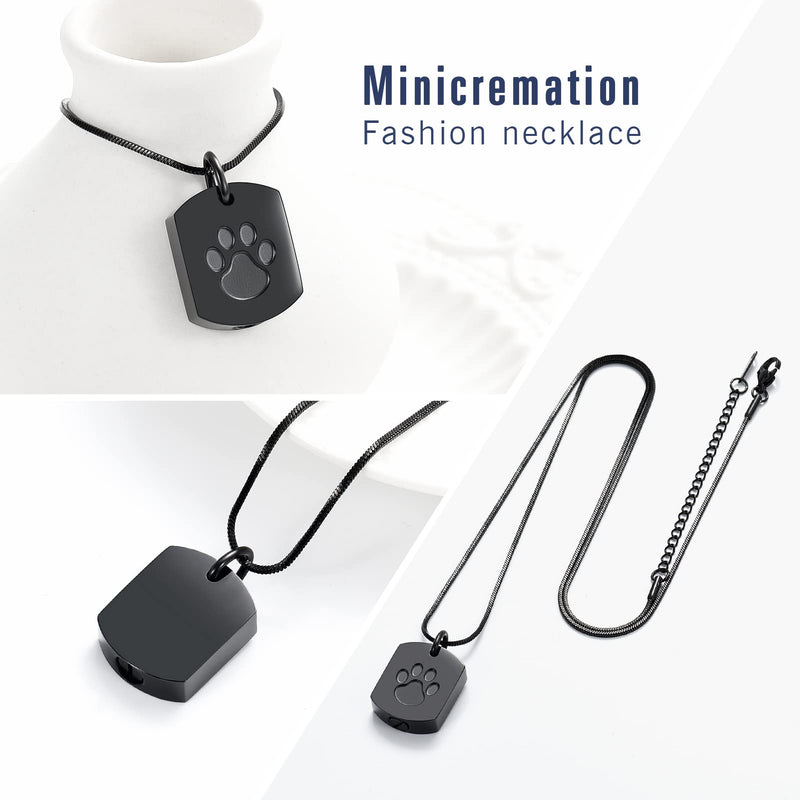 Minicremation Cremation Jewelry Urn Necklace for Ashes for Pet, Paw Print Memorial Ash Jewelry, Keepsake Pendant for Pet's Cat Dog's Ashes with Filling Kit Black - PawsPlanet Australia