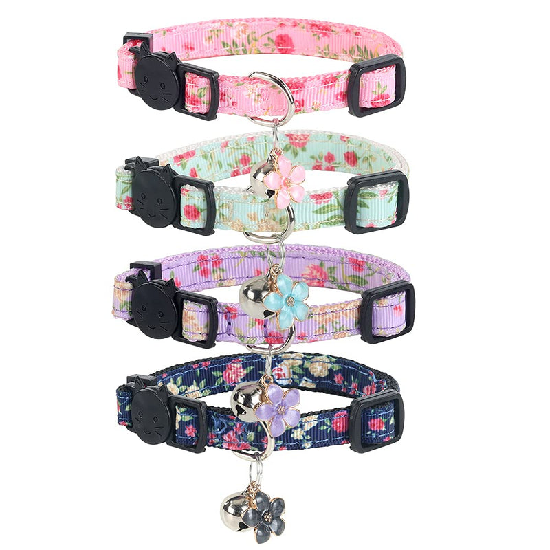 NISYYE Breakaway Cat Collar with Bell, 4 Pack Safety Adjustable Cat Collars Set - PawsPlanet Australia