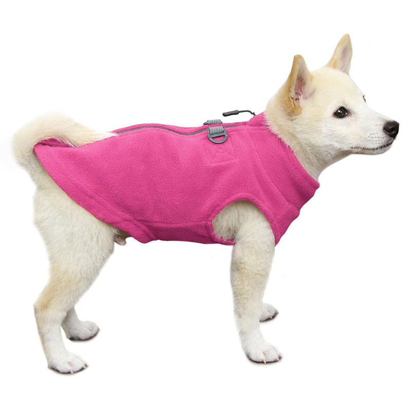 Gooby - Zip Up Fleece Vest, Fleece Jacket Sweater with Zipper Closure and Leash Ring X-Small chest (~11") Pink - PawsPlanet Australia