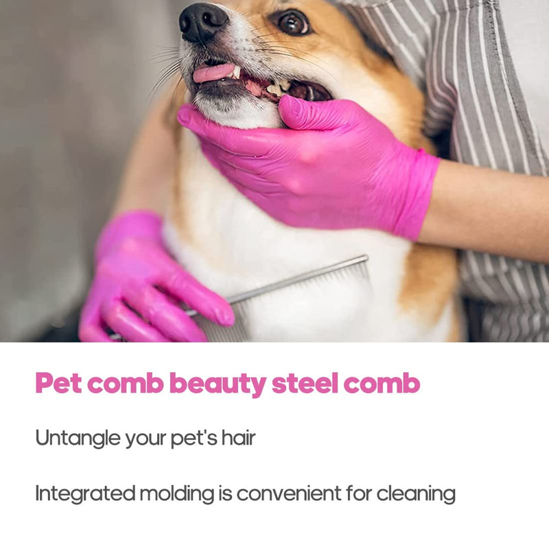 1 Piece Stainless Steel Pet Grooming Comb, Shedding Comb Tool Poodle Finishing Butter Comb Professional Cat and Dog Grooming Comb - PawsPlanet Australia