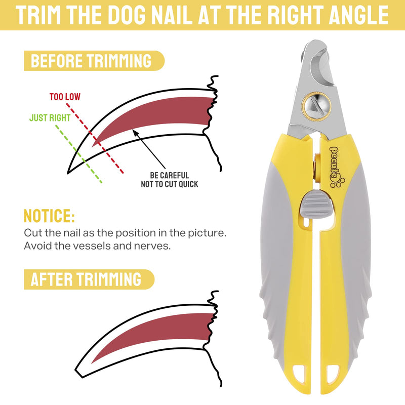 pecute Dog Nail Clippers with Claw File Professional Set, Sharp Dog Nail Trimmer Stainless Steel with Safety Guards — Avoid Over Cutting for Medium to Large Dog Breeds (Yellow+Grey) Yellow+Grey - PawsPlanet Australia