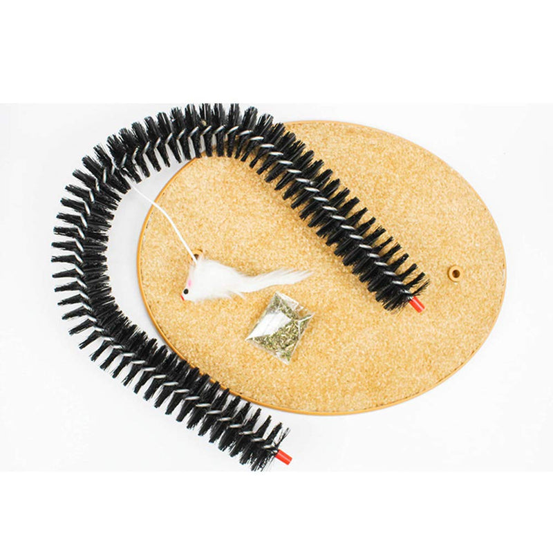 [Australia] - QCWN Cat Scratcher Grooming Arch, Pet Self Groomer Massager with Funny Toy, Cat Arch Self Massage Brush Hair Trimming Brush for Controlling Shedding, Healthy Fur and Claws Black 