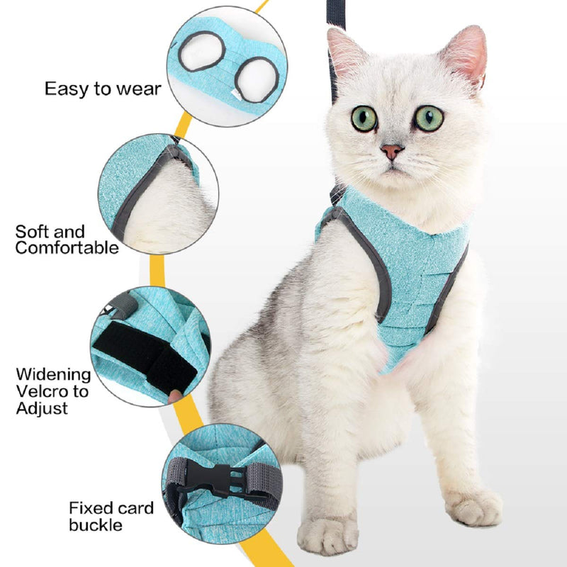 oUUoNNo Cat Harness and Leash Set for Walking Escape Proof, Adjustable Soft Padded Vest with Running Cushioning, Comfortable Outdoor Jacket for Pet Kitten (S, Ai Green) S - PawsPlanet Australia