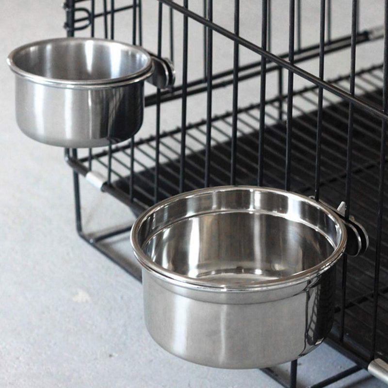 POPETPOP Bird Parrot Feeding Bowls Stainless Steel Water & Food Feeder Cups for Chinchilla, Ferret, Cockatiel, Conure, Parakeet S - PawsPlanet Australia