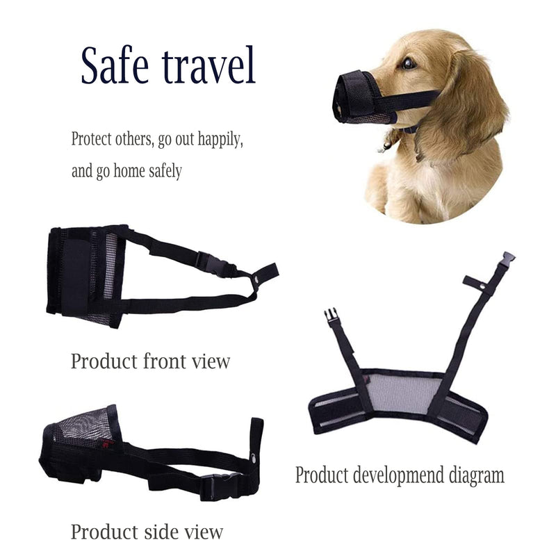 Dog Muzzle, Soft Nylon Muzzle, Mesh Muzzle, Dog Mouth Cover, Breathable Nylon Dog Muzzle, Prevent Biting Barking Chewing and Eating Breathable and Soft Muzzle Durable Mesh Nylon (Black) Small - PawsPlanet Australia