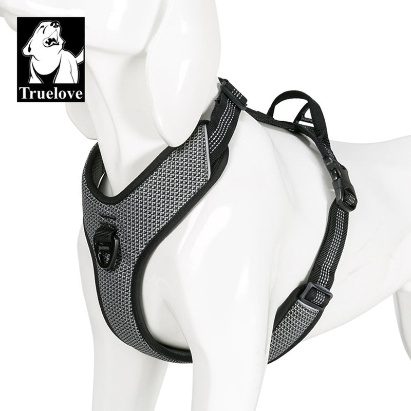 TRUE LOVE Dog Harness Adjustable Reflective No Pull Durable Pet Vest Car Trip Outdoor TLH6071(Black,M) M Black - PawsPlanet Australia