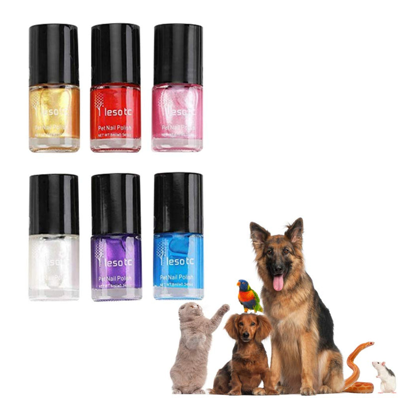 POPETPOP Pet Dog Nail Polish Non-Toxic Water-Base Healthy Ingredients Pet Supplies 6pcs - PawsPlanet Australia