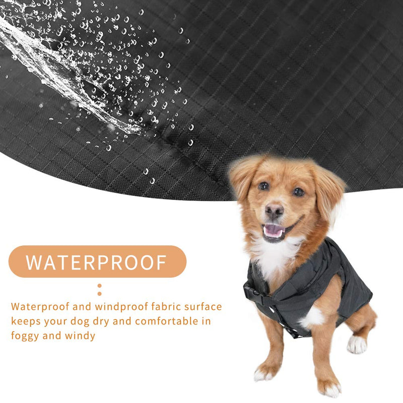 EASTLION Winter Dog Coat with D-ring,Puppy Waterproof Coats Clothes,Doggy Warm Jacket Vest Apparel for Small Dogs Pets Cats,Black,Size XS Black - PawsPlanet Australia