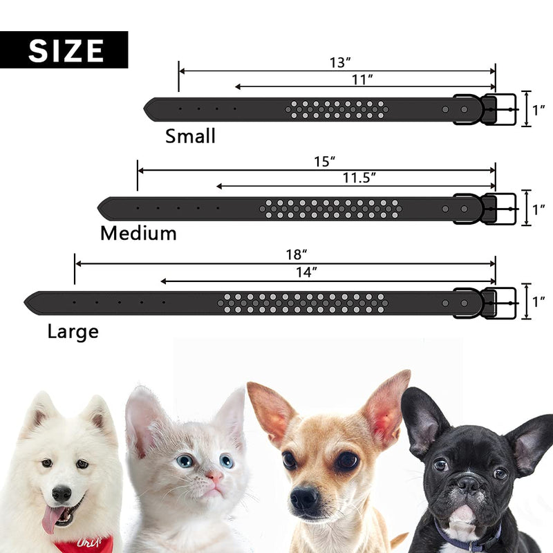 Rachel Pet Products Rivet Spiked Studded Genuine Leather Dog Collar for Small or Medium Pet Black - PawsPlanet Australia