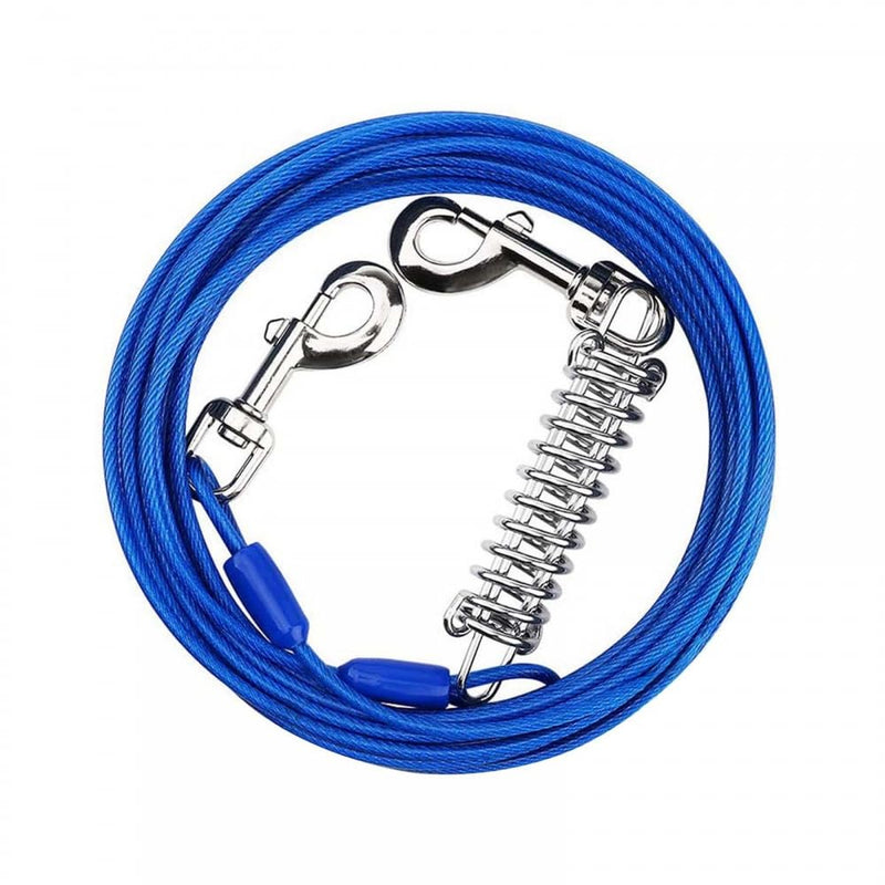 Yard Leash, 3m/5m Dog Leash for Dogs, Cable Leash Tension Lead with Shock-Absorbing Spring for Medium and Large Dogs Camping, Garden, Running, Outdoor Park Blue Diameter 5mm/0.2", Length 5m/16ft - PawsPlanet Australia